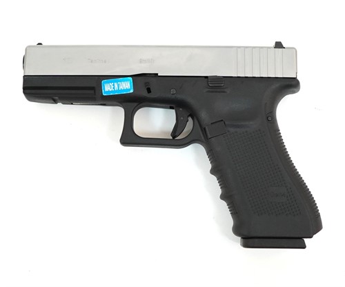Пистолет WE GLOCK-17 gen4, металл слайд, хром, сменные накладки, WE-G001B-SV - фото 34843