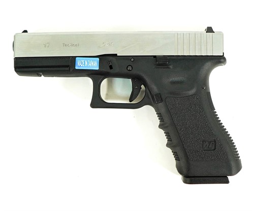Пистолет WE GLOCK-17 gen3, металл слайд, хромированный, WE-G001A-SV - фото 34846