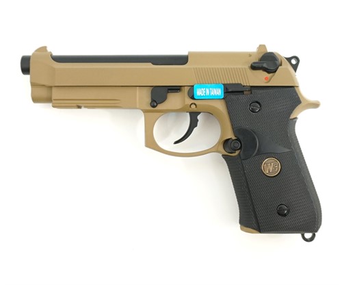 Страйкбольный пистолет движ. затвор WE BERETTA M9A1 металл, рельса GBB WE-M009-TAN - фото 35836