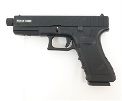 Страйкбольный пистолет движ. затвор KJW GLOCK G17 GBB ствол с резьбой KP-17-TBC.GAS - фото 40164