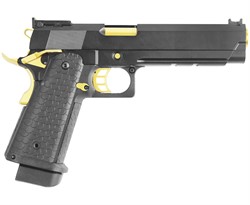 Страйкбольный пистолет движ. затвор  (Double Bell) Hi-Capa 5.1 (Green Gas) (795) (Black-Gold) - фото 44200