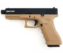Страйкбольный пистолет движ. затвор KJW GLOCK G17 GBB ствол с резьбой KP-17-TBC TAN