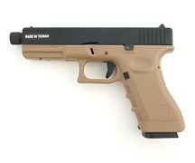 Страйкбольный пистолет движ. затвор KJW Glock G17 CO2 ствол с резьбой KP-17-TBC.CO2 TAN